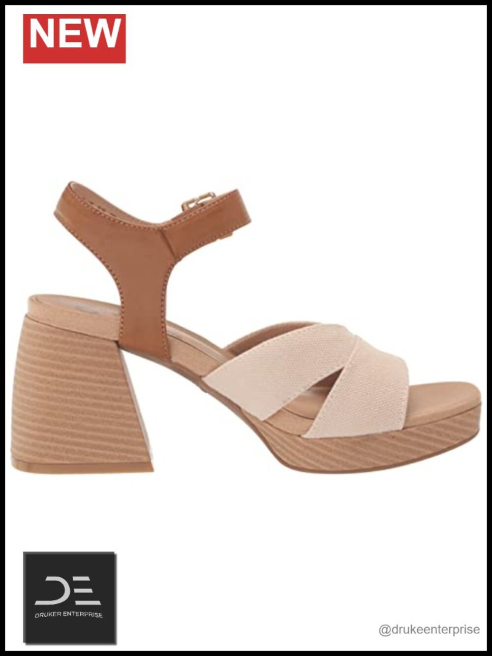 Women's Block Heel Sandals Platform Heels Faux Leather Arch Support - Picture 5 of 6